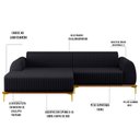Ver imagem 3 de Sofá 2,55M 4 Lugares com Chaise Esquerdo Pés Gold Molino C-465 Linho Chumbo