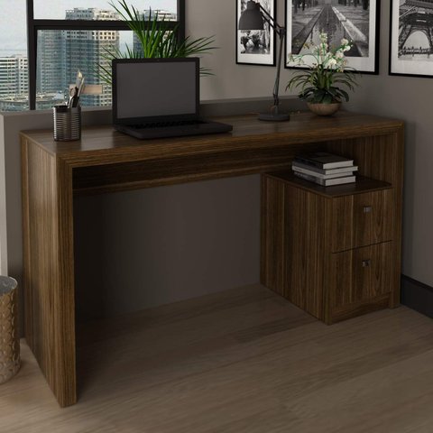 Mesa para Escritório Engrossurada 1,36m 2gav Me4130 Tecno Mobili - Nogal