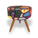 Ver imagem 3 de Kit 2 Poltronas Decorativa Nina + Puff Redondo Suede Romero Brito Pés Madeira Ms Decor
