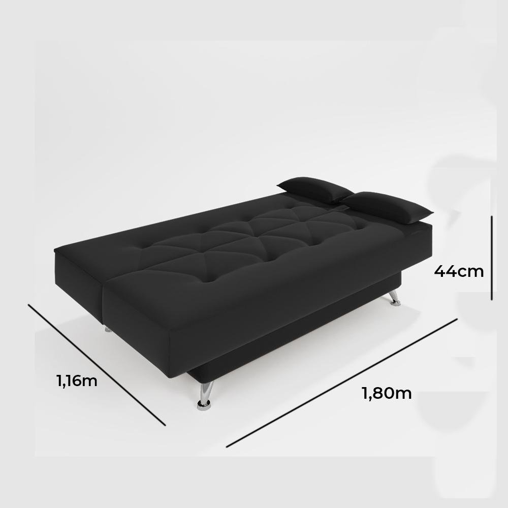 sofá cama 1,80m França Suede Preto Adonai Estofados - 6