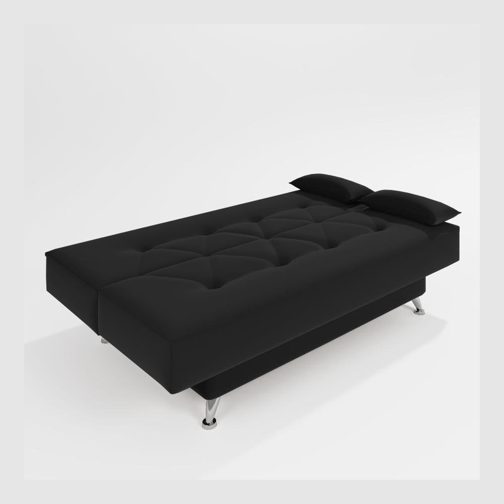 sofá cama 1,80m França Suede Preto Adonai Estofados - 3