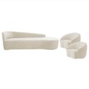 Ver imagem 1 de Kit Divã Recamier Orgânico França 180cm Lado Direito e 2 Poltronas Amore Bouclé