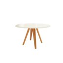 Ver imagem 1 de Mesa de Sala Jantar Duna Madeira Maciça + Tampo com Vidro 180x105cm Carvalho Off White