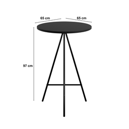 Bistrô Mesa Tampo 67cm Mdf Luxo Estilo Industrial para Bar Pub Milão Preto - 3