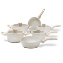 Ver imagem 1 de Jogo de Panelas Indução 6 Peças Vanilla em Alumínio e Revestimento Cerâmico Antiaderente Sirius