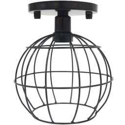 Lustre Teto Plafon Industrial Aramado Globo Retrô Luminária Sobrepor Vintage Preto Agp Ilumini - 1