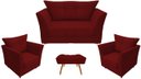 Ver imagem 1 de Kit Namoradeira + 2 Poltronas Decorativa Isis + 1 Puff Retangular Suede Marsala Pés Madeira Mz Decor
