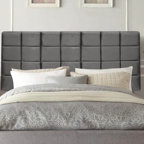 Painel Estofado Luxo Clara 195cm King Size para Cama Box Corino Cinza - Gat Magazine