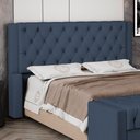 Ver imagem 1 de Cabeceira Atena para Cama Box Casal Padrão 140cm Capitonê com Frame Linho Azul - Abmaza