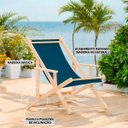 Ver imagem 2 de Cadeira Espreguiçadeira Dobrável Madeira Maciça Natural com Tecido