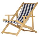 Ver imagem 1 de Cadeira Espreguiçadeira Dobrável Madeira Maciça Natural com Tecido