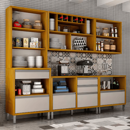 Cozinha Jade 5 Pecas Cristaleira - Cinamomo/off White La 265 Cm - 2