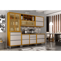 Cozinha Jade 5 Pecas Cristaleira - Cinamomo/off White La 265 Cm - 3
