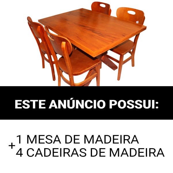 Conjunto mesa retangular e cadeiras madeira maciça peroba rosa