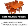 Mesa Rústica com 4 Cadeiras Lanchonetes e Restaurantes Maciça Peroba Rosa 1,20M - Madeira Pura - 4
