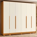 Ver imagem 6 de Guarda Roupa Casal Mercure 6 Portas e Cômoda Sole 04 Gavetas Flex Cinamomo Off White - Móveis