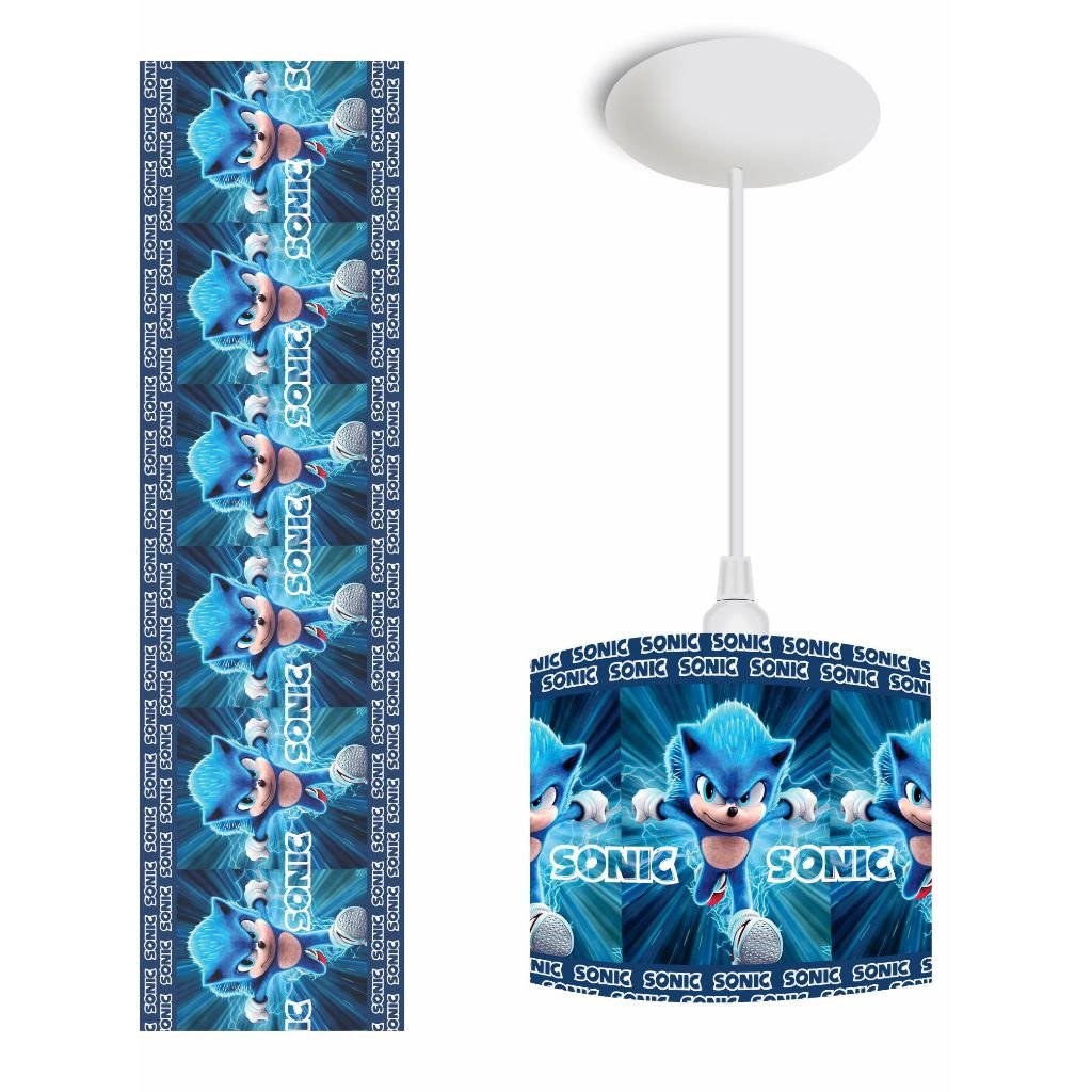 Pendente Luminaria de Teto Infantil Bebe- Sonic Azul