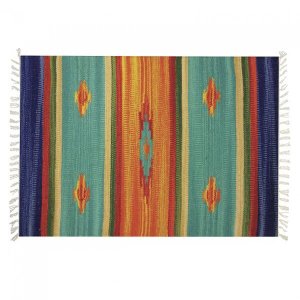 Tapete Indiano Retangular Algodão D3 Kilim Niazitex 60cm x 90cm