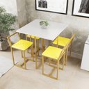 Ver imagem 1 de Conjunto Mesa Branca 4 Cadeiras Pequena Estofado Industrial Don Castro Decor Amarelo
