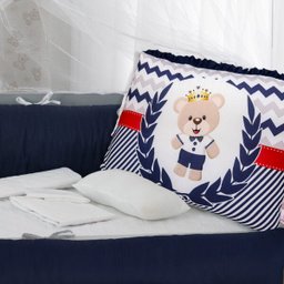 Kit Berço Reizinho Azul Marinho Juju Baby com 9 Peças - 1