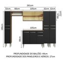 Ver imagem 4 de Armário de Cozinha Completa 261cm Rustic/Preto Emilly Madesa 07