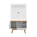 Ver imagem 2 de Rack + Painel Si 0.90m Estilo Retrô para Tv até 32'' Polegadas Cor Branco / Cinamomo