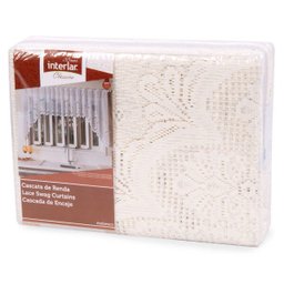Cortina de Renda para Cozinha Classica Cascata Marfim Arabesco Interlar 3,00 x 1,00 Mts - 2