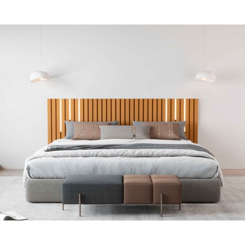 Cabeceira Ripado Maracá 215cmpara Cama King Size com Led Nature - Rede Móveis