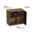 Ver imagem 4 de Kit Escritório Ravena com Mesa e Balcão com 1 Porta - Mel/Preto
