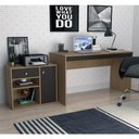 Ver imagem 1 de Kit Escritório Ravena com Mesa e Balcão com 1 Porta - Mel/Preto