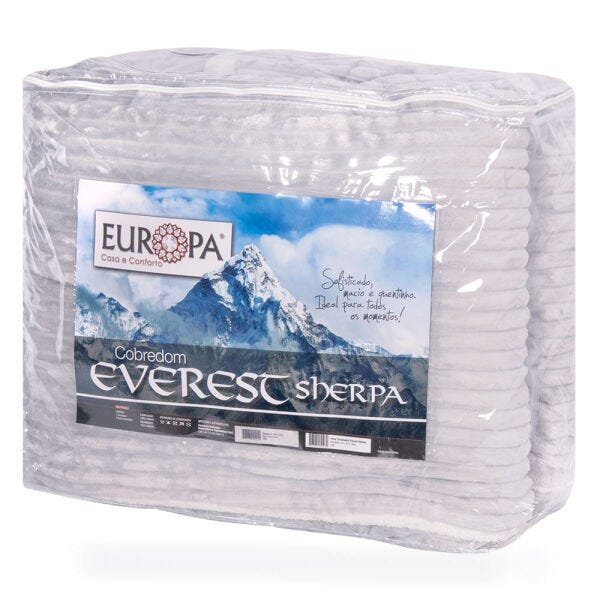 Kit Edredom Casal Dupla Face Plush/Sherpa Europa Cinza Inox 3 Peças - 4