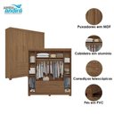 Ver imagem 6 de Guarda Roupa Casal Guarapuava 6 Portas de Bater 4 Gavetas MDP Jatobá Acetinado com Cômoda Santos