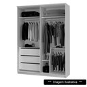 Ver imagem 3 de Guarda Roupa 2 Portas Deslizante 3 Gavetas 2 Prateleiras Spazio F08 Freijó/Off White - Mpozenato