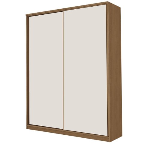 Guarda Roupa 2 Portas Deslizante 3 Gavetas 2 Prateleiras Spazio F08 Freijó/Off White - Mpozenato