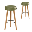 Ver imagem 1 de Kit 2 Banquetas Alta 80 Cm Estofada Corino Retrô Pé Palito P/ Cozinha Área Gourmet Balcão Bancada