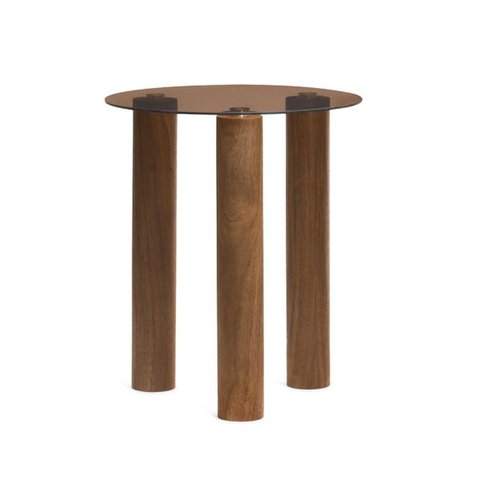Mesa de Apoio Decorativa em Madeira e Vidro 47cm 21370g Mart