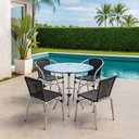 Ver imagem 1 de Conjunto Pool Mesa e 4 Cadeiras Alumínio Fibra Área Gourmet Acesse Móveis