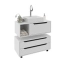 Ver imagem 2 de Kit Banheiro Gabinete Suspenso, Cuba e Gaveteiro Branco Tecno Mobili