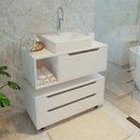Ver imagem 1 de Kit Banheiro Gabinete Suspenso, Cuba e Gaveteiro Branco Tecno Mobili