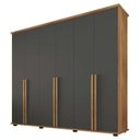 Ver imagem 1 de Guarda Roupa Casal 271cm 6 Portas 5 Gavetas Estrela RV Móveis Cinamomo/Grafite
