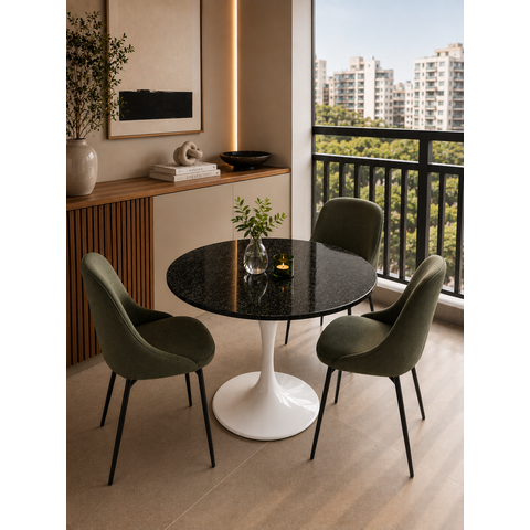 Mesa de Jantar Saarinen Branco - Redonda 100cm - Mármore São Gabriel