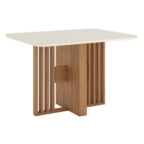 Mesa de Jantar 4 Lugares 120cm com Vidro Zinia Nature/off H02 - Mpozenato