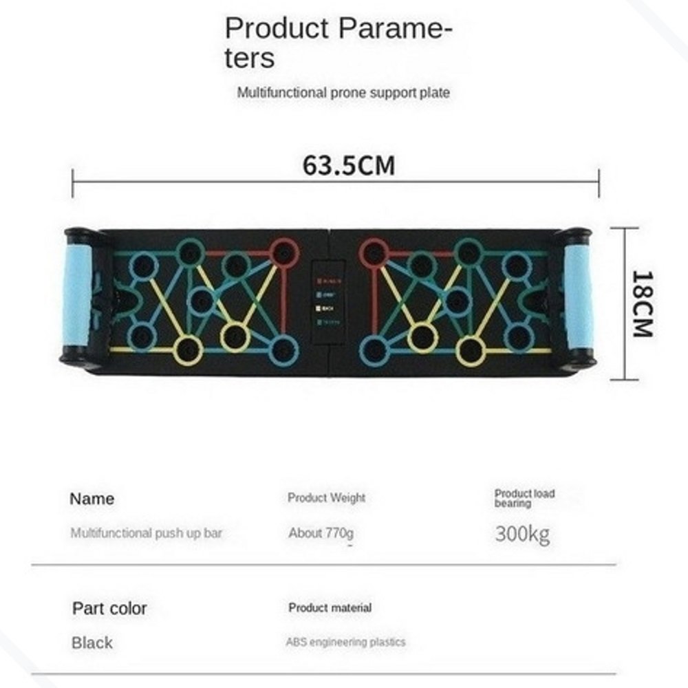 Treino Livre Prancha Multi Exercícios Força Portátil Flexão Genérico Preto - 7