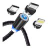 Cabo Carregador Magnético Turbo Usb 3 Em 1 Imã 1 M Led Top - 3