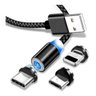 Cabo Carregador Magnético Turbo Usb 3 Em 1 Imã 1 M Led Top - 4