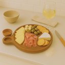 Ver imagem 2 de Petisqueira Teca para Frios Queijos Carnes 23cm Cabo Servir Aperitivos Tábua