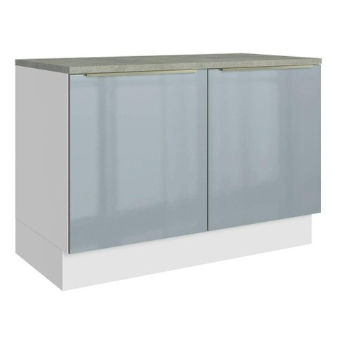 Balcão de Cozinha 120 cm 2 Portas Branco/Cinza Lux Madesa
