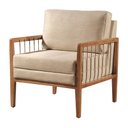 Ver imagem 1 de Poltrona Gael Luxo Madeira Maciça Castellar Móbile Linho Bege Claro