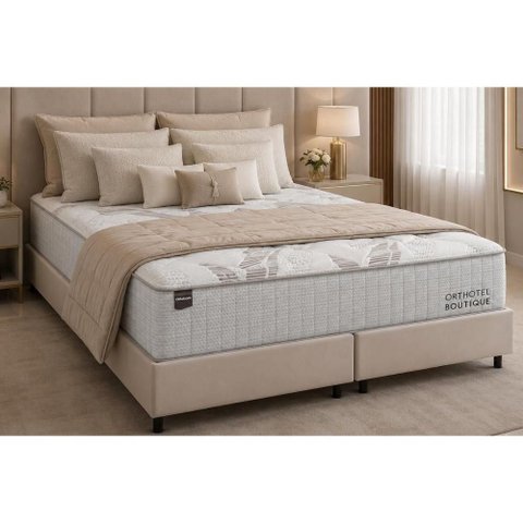Cama Box Crc King +Colchão Molas Hotel Boutique Ortobom 193