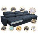 Ver imagem 3 de Sofá Retrátil e Reclinável com Molas Ensacadas Cama Inbox Master 3,52M Tecido Suede Azul